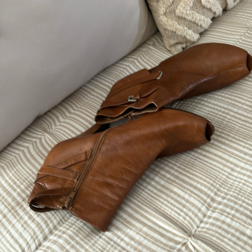 Lightly worn congac color shoe boots by Nine West.